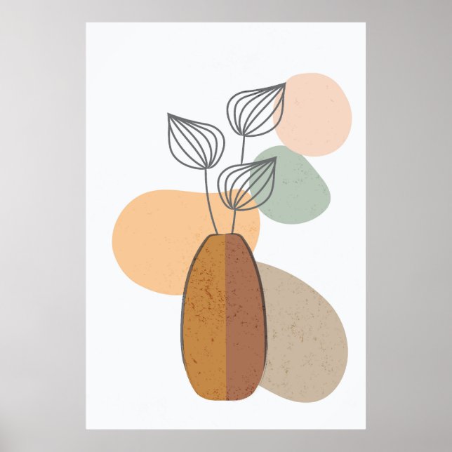Abstrakte Blumen- und Blattform Poster (Vorne)