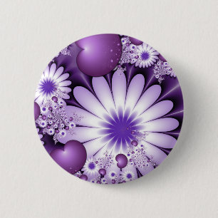Abstrakte Blumen und Herzen Fraktal - Verliebtheit Button