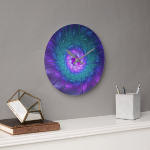 Abstrakte Blumenbeauty Fraktal Kunst, Dichtung und Große Wanduhr
