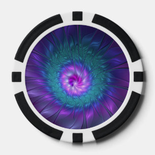 Abstrakte Blumenbeauty Fraktal Kunst, Dichtung und Pokerchips