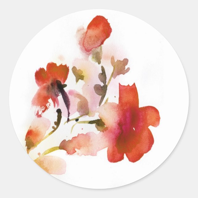 Abstrakte Blumenbilder in Aquarellen Runder Aufkleber (Vorderseite)
