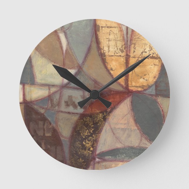 Abstrakte Blumenblatt-Malerei vom Normannen Wyatt Runde Wanduhr (Vorderseite)