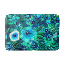 Abstrakte Blumenblauer Aquamariner Blaue Blume Blu Badematte
