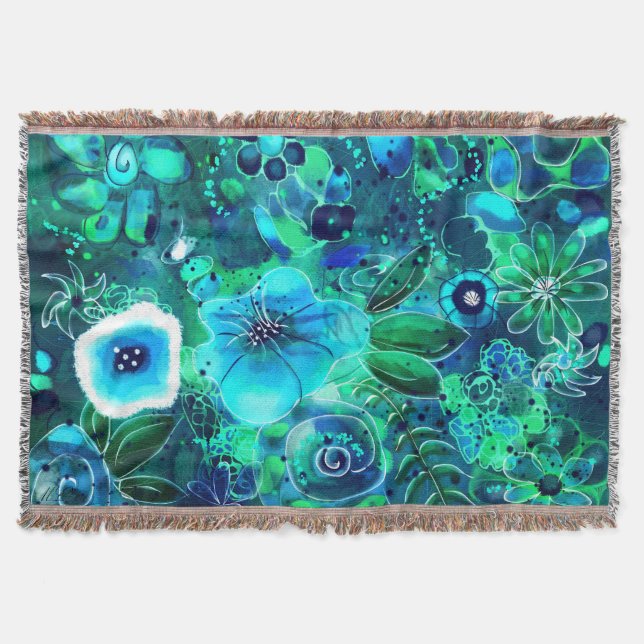 Abstrakte Blumenblauer Aquamariner Blaue Blume Blu Decke (Vorderseite)
