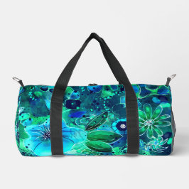 Abstrakte Blumenblauer Aquamariner Blaue Blume Blu Duffle Bag