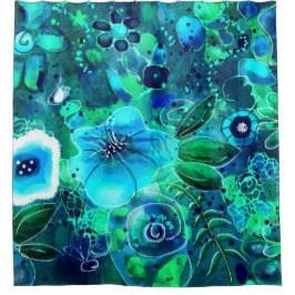 Abstrakte Blumenblauer Aquamariner Blaue Blume Blu Duschvorhang