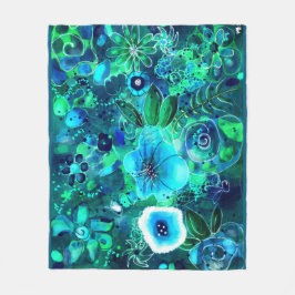 Abstrakte Blumenblauer Aquamariner Blaue Blume Blu Fleecedecke
