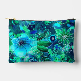 Abstrakte Blumenblauer Aquamariner Blaue Blume Blu Zubehörtasche