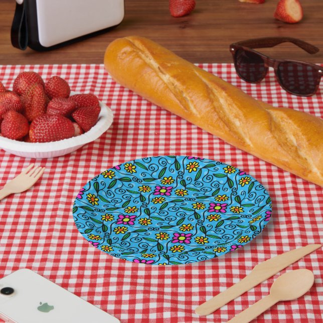 Abstrakte Blumeneinwegteller Pappteller (Picknick)