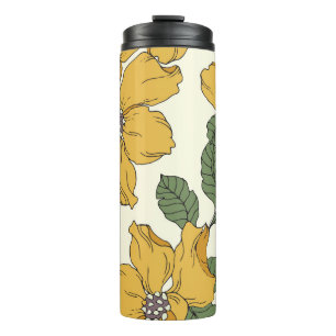 Abstrakte Blumeneleganz, nahtloser Hintergrund Thermosbecher