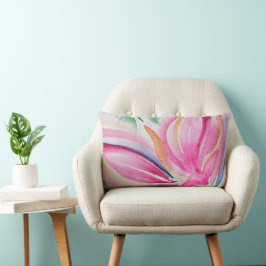 Abstrakte Blumenfarbe Rosa Lendenkissen