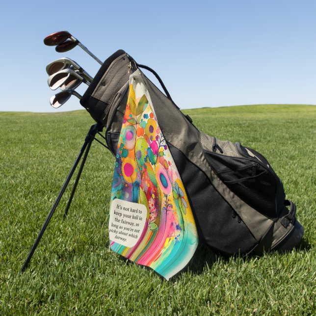 Abstrakte Blumenfreude Golfhandtuch (Gras)