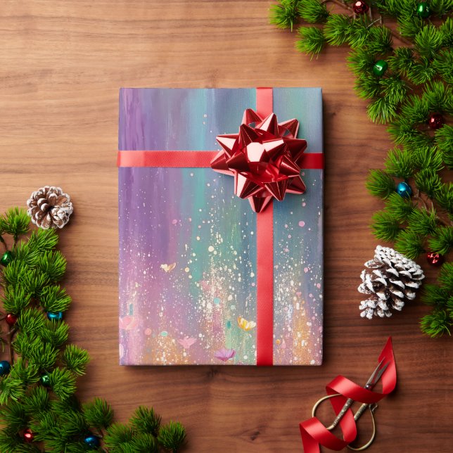 Abstrakte Blumengemälde mit lebendigen Farben Geschenkpapier (Feiertagsgeschenk)