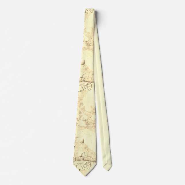 Abstrakte Blumengrunge Mute Ochre Farben Neck Tie Krawatte (Vorderseite)
