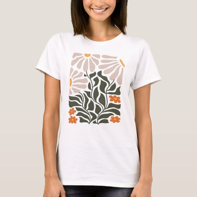 Abstrakte Blumenharmonie mit natürlichen Akzenten T-Shirt (Vorderseite)