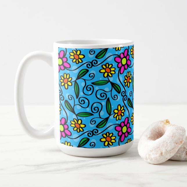 Abstrakte Blumenkaffee-Tasse Kaffeetasse (Mit Donut)