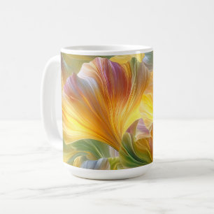 Abstrakte Blumenkunst mit gelben Blütenblättern Kaffeetasse