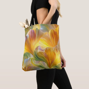 Abstrakte Blumenkunst mit gelben Blütenblättern Tasche