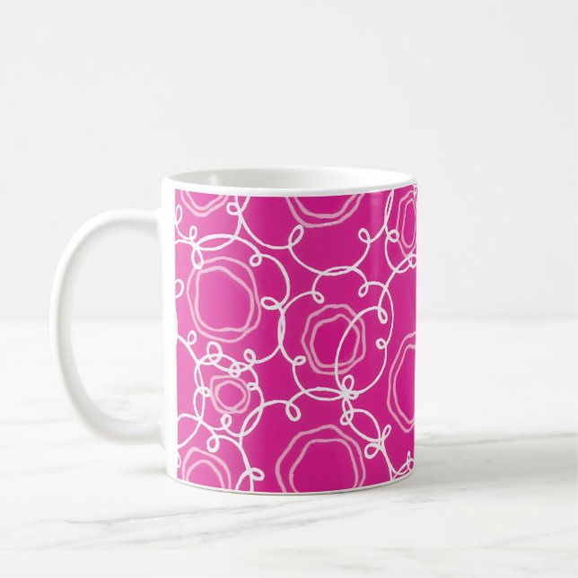 Abstrakte Blumenmatrix (Hot Pink) Fine Art Kaffeetasse (Links)