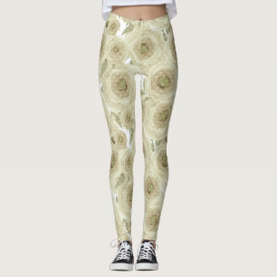 Abstrakte Blumenmuster-Blume Rose beigefarbenes Fa Leggings