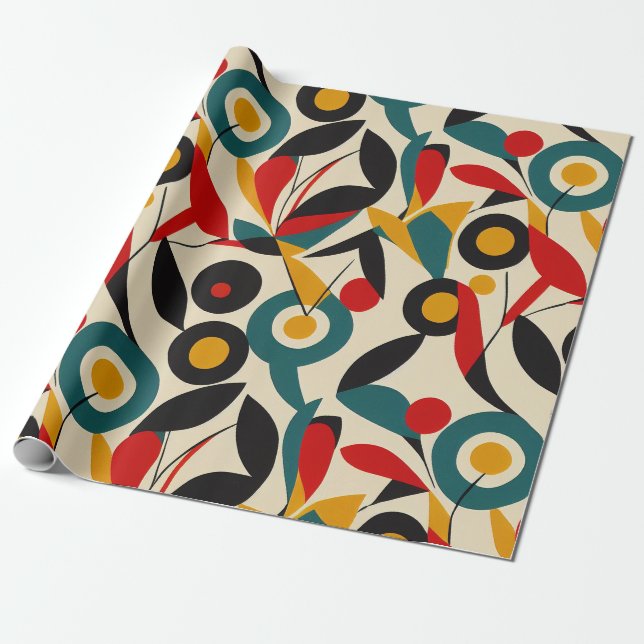 Abstrakte Blumenmuster Geschenkpapier (Ungerollt)