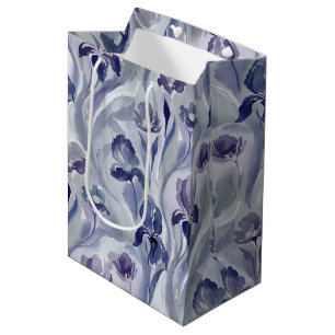 Abstrakte Blumenmuster Indigo Lila Iris Mittlere Geschenktüte
