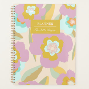 Abstrakte Blumenpastel Lilac Muster Personalisiert Planer