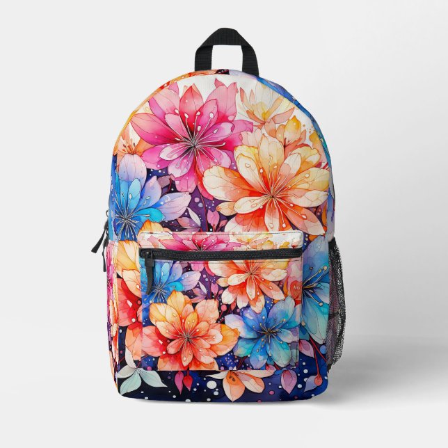 Abstrakte Blumenpracht Bedruckter Rucksack (Vorderseite)
