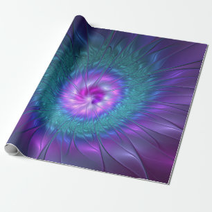 Abstrakte Blumenpracht, farbenfrohe Fraktal-Kunst- Geschenkpapier