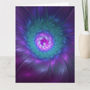 Abstrakte Blumenpracht, farbenfrohe fraktale Kunst Dankeskarte