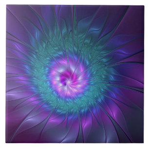 Abstrakte Blumenpracht, farbenfrohe fraktale Kunst Fliese