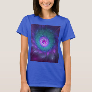 Abstrakte Blumenpracht, farbenfrohe fraktale Kunst T-Shirt