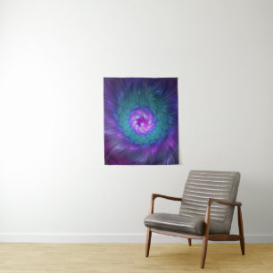 Abstrakte Blumenpracht, farbenfrohe fraktale Kunst Wandteppich