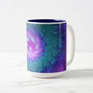 Abstrakte Blumenpracht, farbenfrohe fraktale Kunst Zweifarbige Tasse