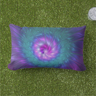 Abstrakte Blumenpracht Farbige Fraktalkunst Blume Kissen Für Draußen
