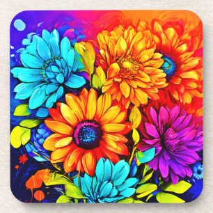 Abstrakte Blumenpracht in Multicolor Getränkeuntersetzer