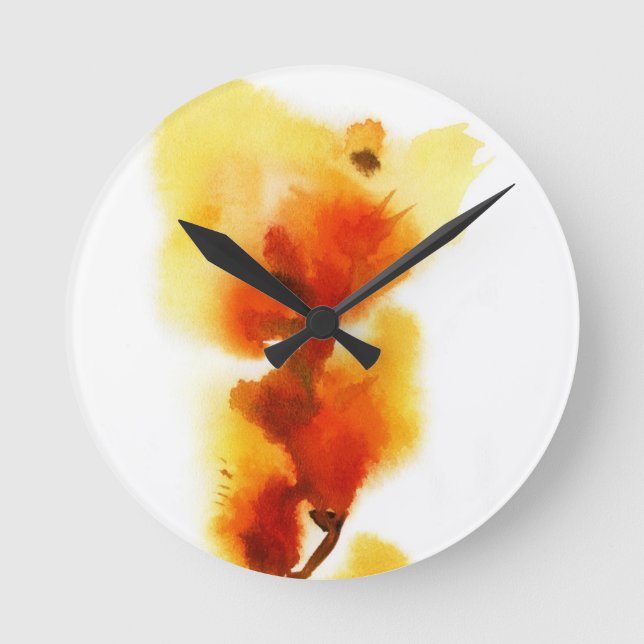 Abstrakte Blumenwatercolormalereien 2 Runde Wanduhr (Vorderseite)