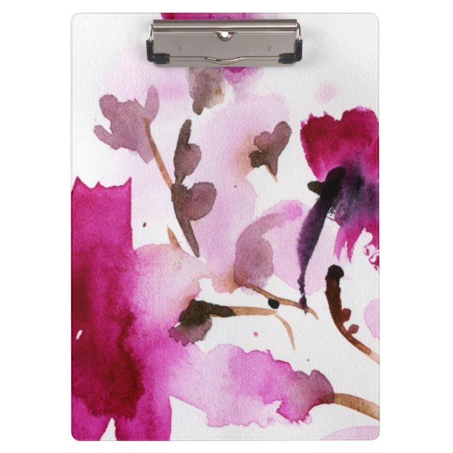 Abstrakte Blumenwatercolormalereien 4 Klemmbrett (Vorderseite)