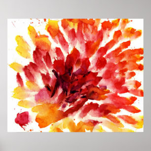 Abstrakte Blumenwatercolormalereien 5 Poster