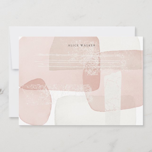 Abstrakte Blush Modern Stationierungskarte Mitteilungskarte (Vorderseite)