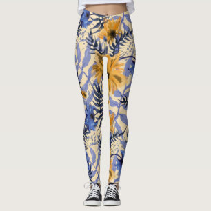 Abstrakte Blüte: Aquarellfarben Modernes Muster Leggings