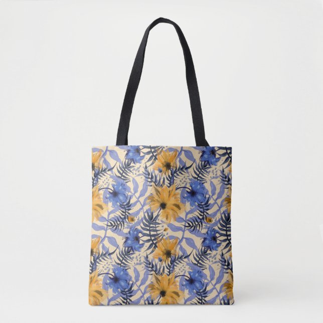 Abstrakte Blüte: Aquarellfarben Modernes Muster Tasche (Vorderseite)