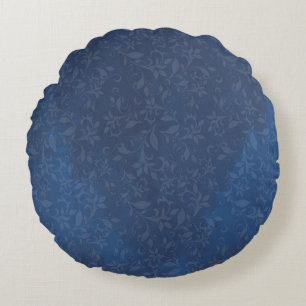 Abstrakte Blüte auf den blauen Navy-Stains Hinterg Rundes Kissen