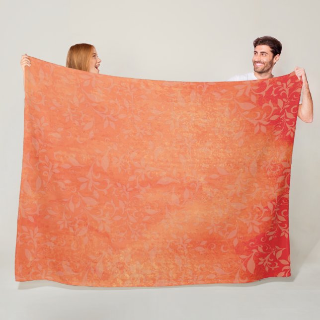 Abstrakte Blüte auf Orangenflächen Hintergrund Fleecedecke (Beispiel)