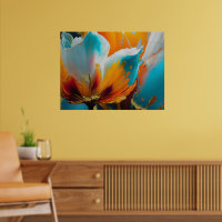 Abstrakte Blüte in Orange und Blaugrün