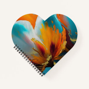 Abstrakte Blüte in Orange und Teal Notizbuch