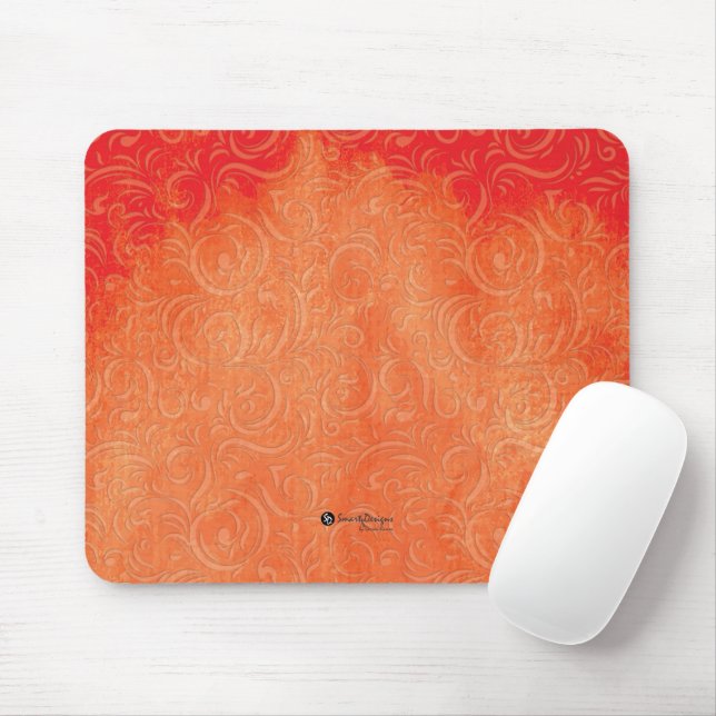 Abstrakte Blüte in Orangenhainen Hintergrund Mousepad (Mit Mouse)