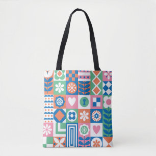 Abstrakte Blüte: Skandinavisches Volksmuster. Tasche