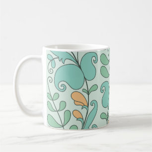 Abstrakte Blüte: Vintages nahtloses Muster Kaffeetasse