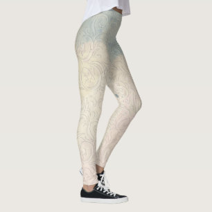 Abstrakte Blüten auf blauen und weißen Gradient-St Leggings